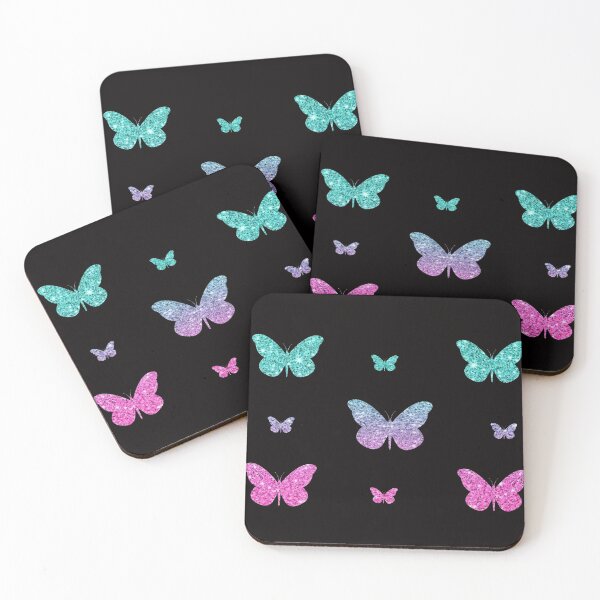 Item preview, Bright Pink Teal Ombre Faux Glitter Butterflies designed and sold by Felicity-K.