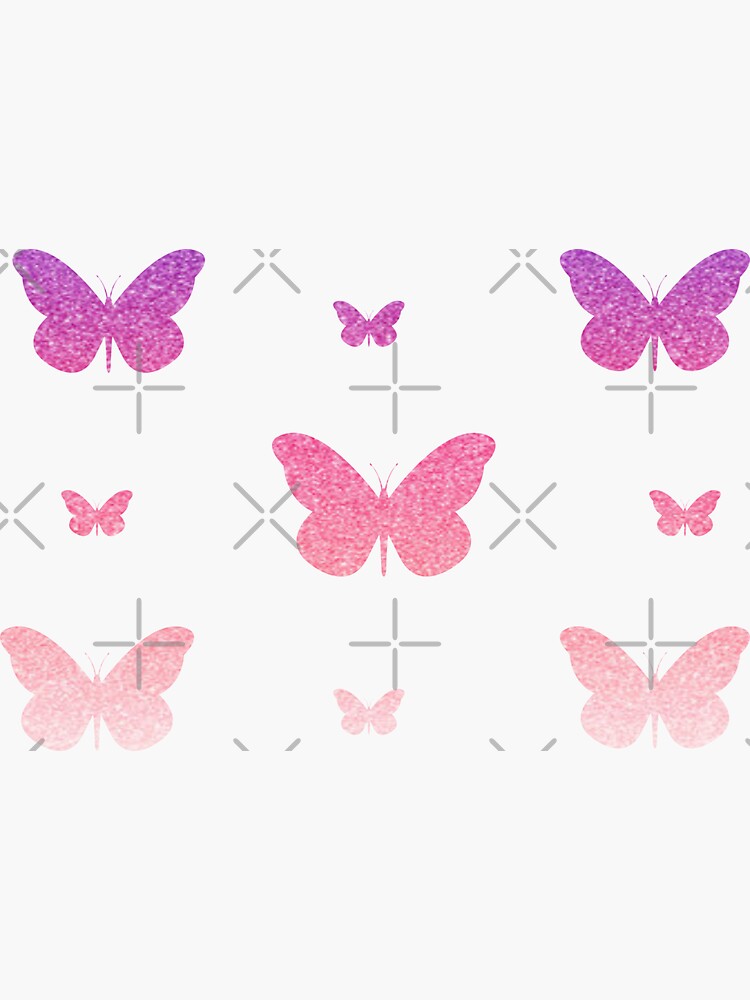 Pink Ombre Faux Glitter Butterflies Sticker For Sale By Felicity K Redbubble 0849