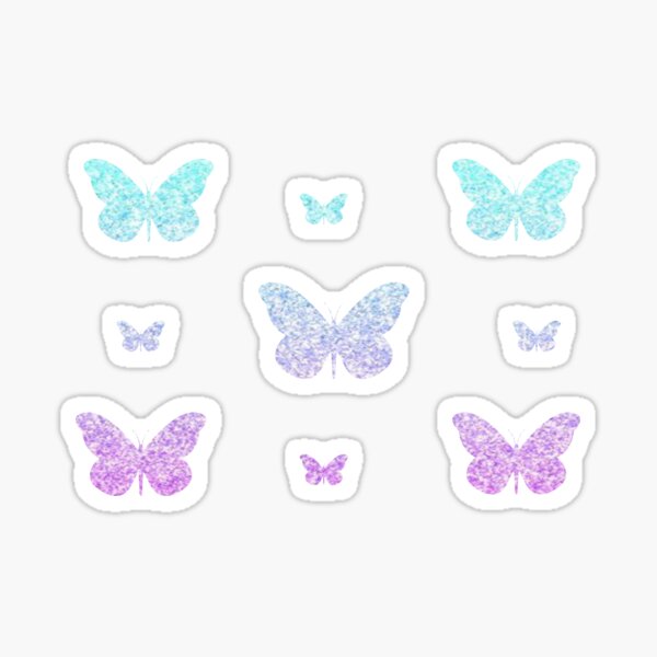 Purple Blue Ombre Faux Glitter Butterflies Sticker For Sale By Felicity K Redbubble 9372