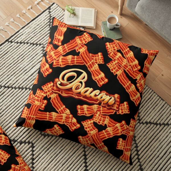 Bacon Pattern with Text Floor Pillow