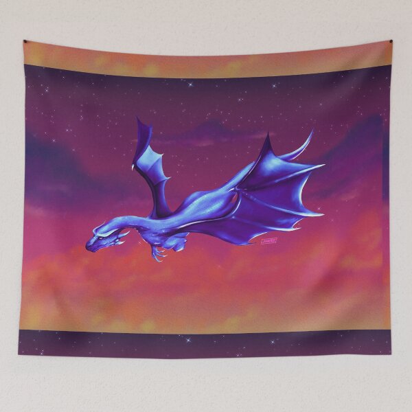 Item preview, Blue Dragon over a Burning Sky designed and sold by Leanore.