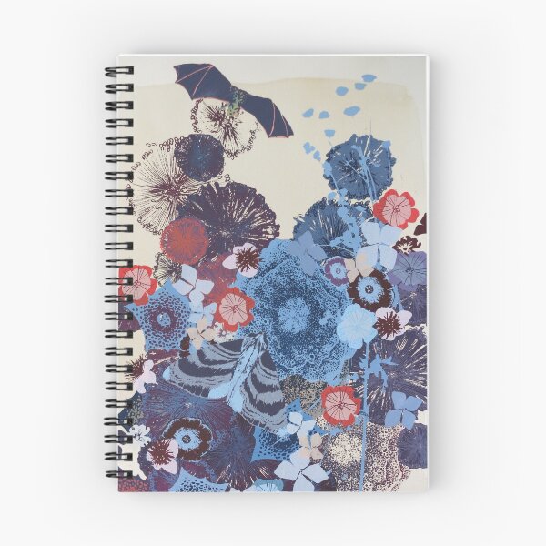 Item preview, Floral Flightpath with pipistrelle bat and hydrangea moth designed and sold by rebecca-prints.