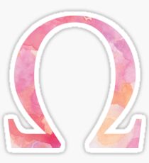 Pink Omega Watercolor Letter Sticker