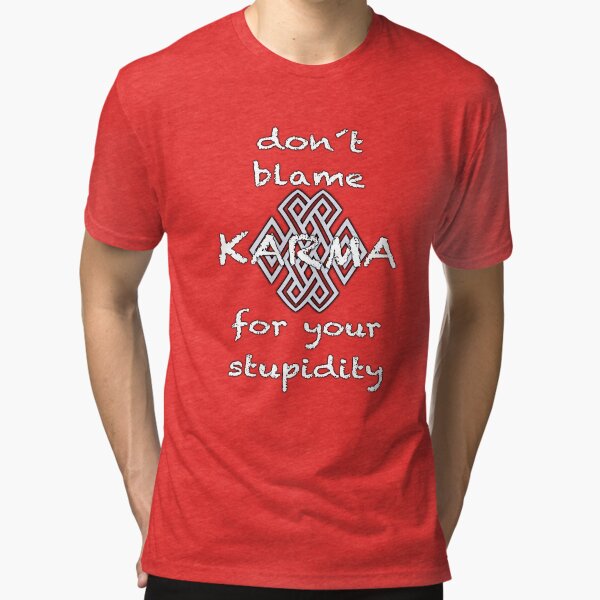 don´t blame KARMA for your stupidity Tri-blend T-Shirt