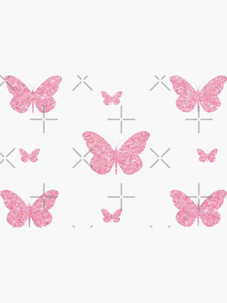 Pink Faux Glitter Butterflies Sticker For Sale By Felicity K Redbubble