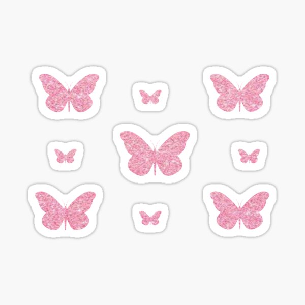 Pink Faux Glitter Butterflies Sticker For Sale By Felicity K Redbubble