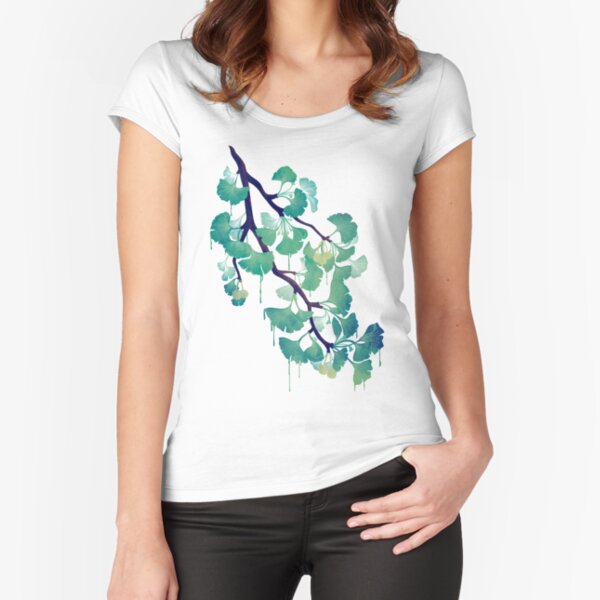 O Ginkgo (in Green) Fitted Scoop T-Shirt