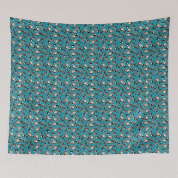 Item preview, Antique Bells and Copper Kettles on Teal designed and sold by Art in My Loft.