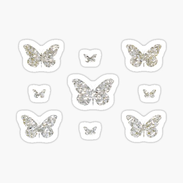 Silver Faux Glitter Butterflies Sticker For Sale By Felicity K Redbubble 8316