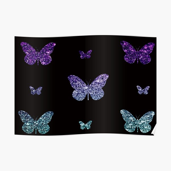 Deep Purple Teal Ombre Faux Glitter Butterflies Poster For Sale By Felicity K Redbubble 8614