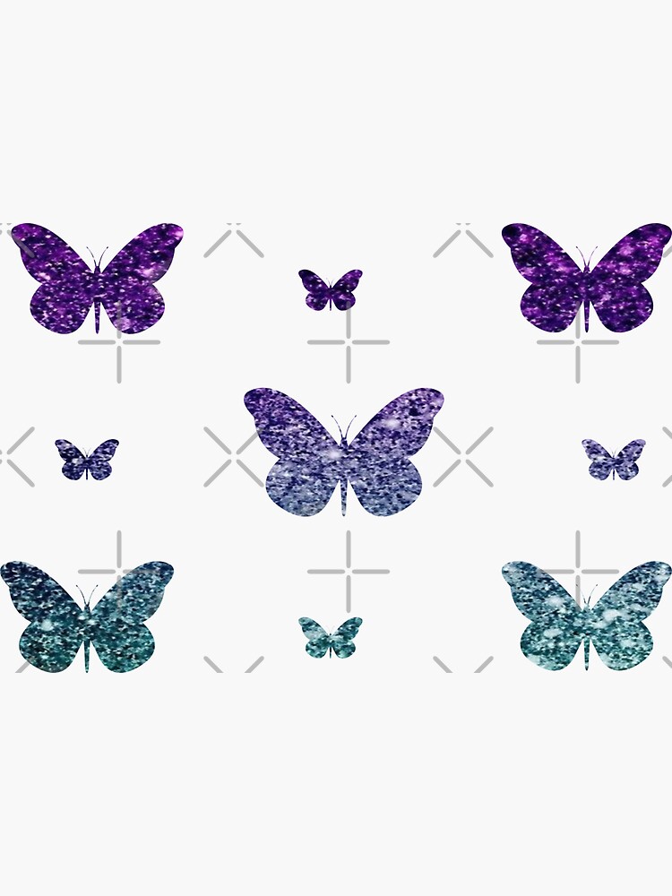 Deep Purple Teal Ombre Faux Glitter Butterflies Sticker For Sale By Felicity K Redbubble 3281