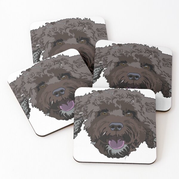 Item preview, Grey curly furred dog designed and sold by LeahcarsArt.