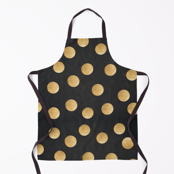 Item preview, gold polka dots on black background pattern designed and sold by Inspiro Studio.