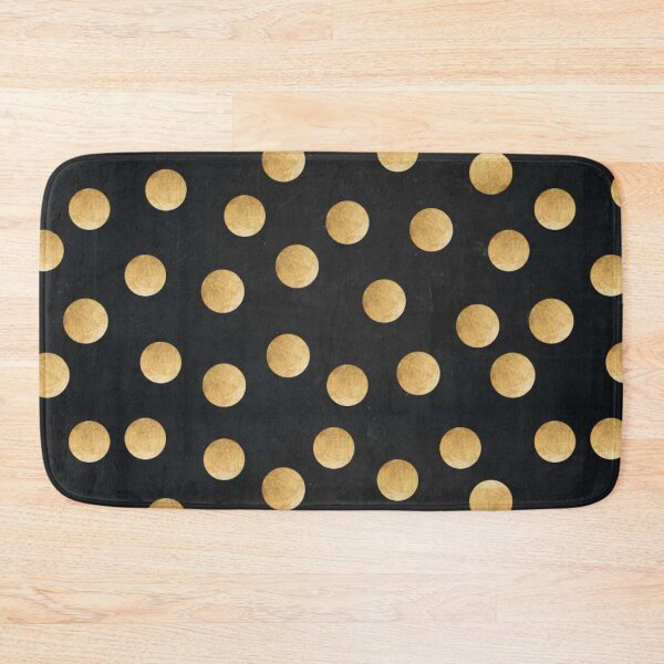 Item preview, gold polka dots on black background pattern designed and sold by Inspiro Studio.