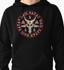 Hail Satan Baphomet in Occult Inverted Pentagram Pullover Hoodie