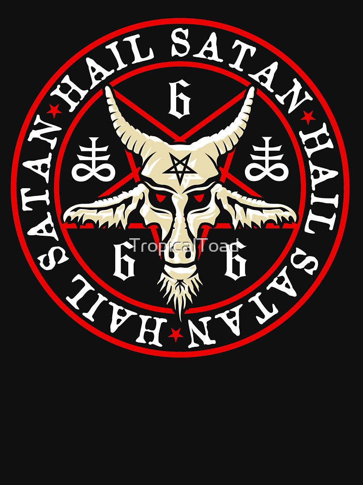 Thumbnail 3 of 3, Racerback Tank Top, Hail Satan Baphomet in Occult Inverted Pentagram designed and sold by TropicalToad.