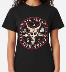 Hail Satan Baphomet in Occult Inverted Pentagram Classic T-Shirt