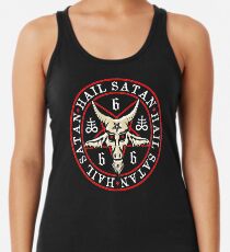 Camiseta con espalda nadadora Salve a Satanás Baphomet en el Pentáculo Invertido Oculto