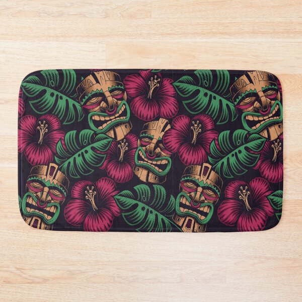 Item preview, Seamless Color Pattern with Tiki Mask Polynesia Style Dark Background designed and sold by Peekonet.