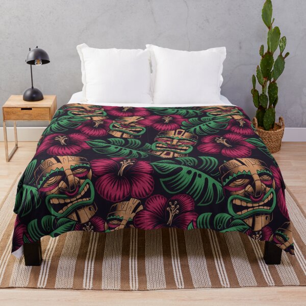 Item preview, Seamless Color Pattern with Tiki Mask Polynesia Style Dark Background designed and sold by Peekonet.