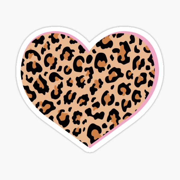 Leopard Print Heart Sticker  Cheetah print background, Heart stickers,  Leopard print party