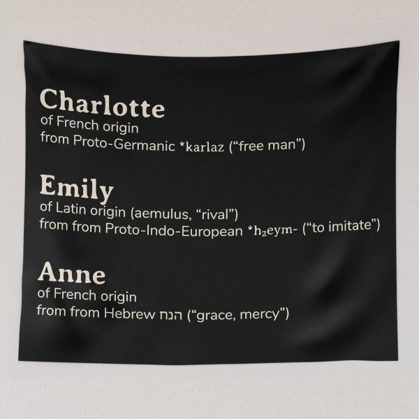 Item preview, Brontë sisters Charlotte, Emily, Anne names etymology designed and sold by YourNameStory.
