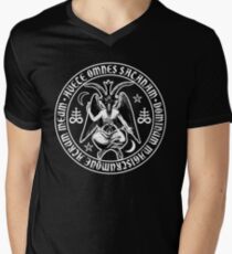 Baphomet & Satanic Crosses with Hail Satan Inscription Men's V-Neck T-Shirt