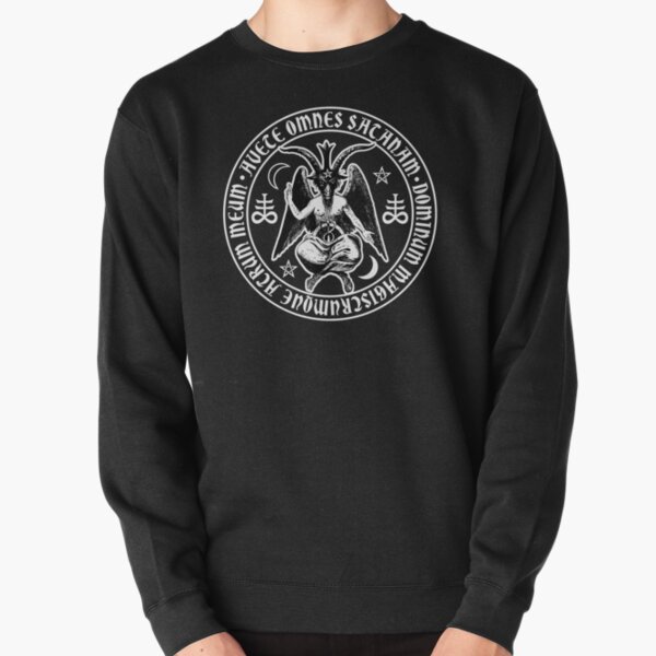Baphomet & Satanic Crosses with Hail Satan Inscription Pullover Sweatshirt