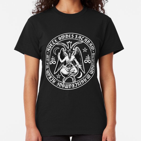 Baphomet & Satanic Crosses with Hail Satan Inscription Classic T-Shirt