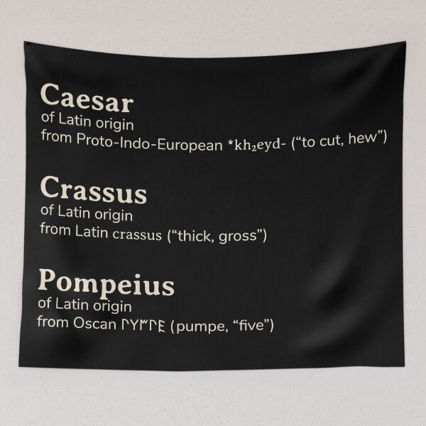 Item preview, First Triumvirate of Caesar, Crassus, and Pompey names etymology designed and sold by YourNameStory.