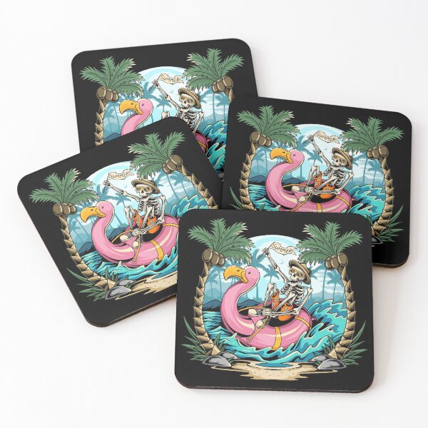 Item preview, Skulls Flamingos Floats Beach During Summer Parties Filled with Coconut Trees designed and sold by Peekonet.