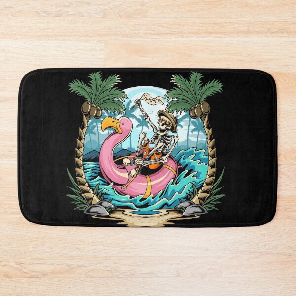 Item preview, Skulls Flamingos Floats Beach During Summer Parties Filled with Coconut Trees designed and sold by Peekonet.
