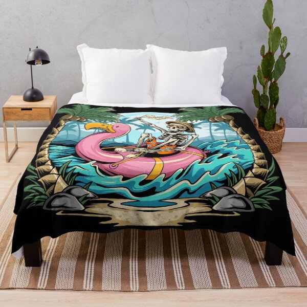 Item preview, Skulls Flamingos Floats Beach During Summer Parties Filled with Coconut Trees designed and sold by Peekonet.