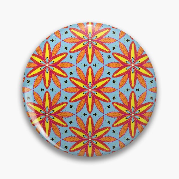 Item preview, Orange / Red / Yellow star pattern repeating on pale blue background  designed and sold by Brendan  Mullen.