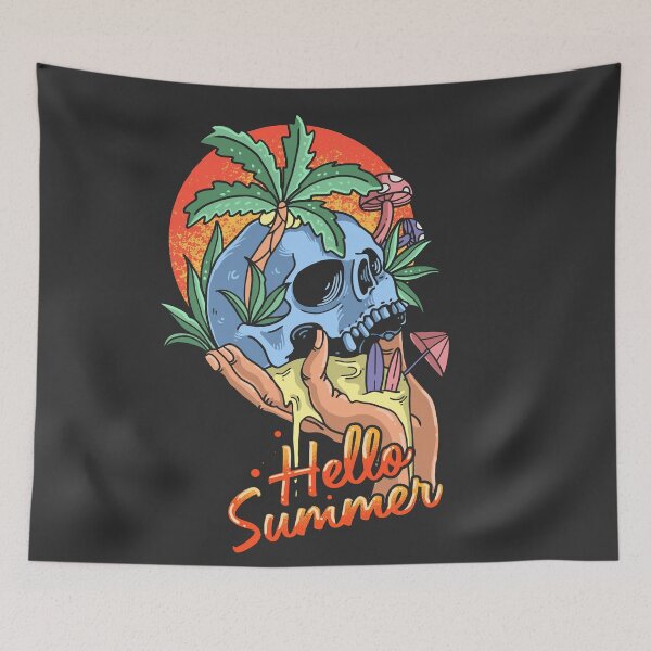 Item preview, Skull Summer Tropical Beach Illustration designed and sold by Peekonet.