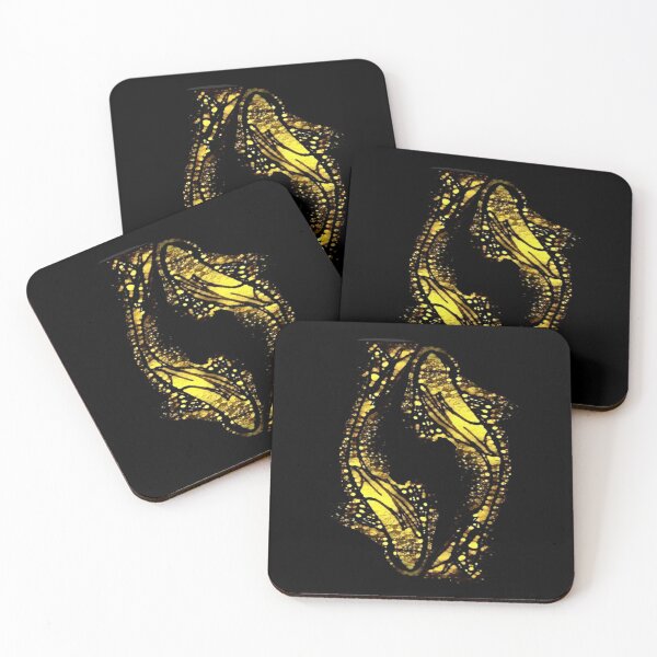 Item preview, fish, yellow on black, zodiac constellation, monochrome, minimalism,  designed and sold by Maria Mihailova.