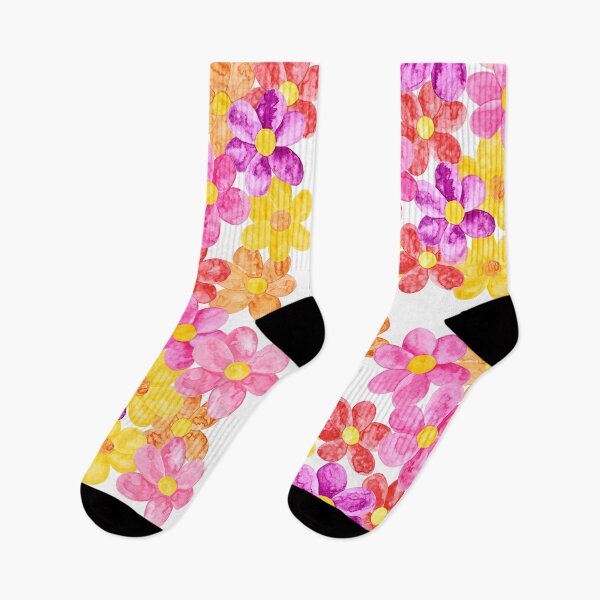 Item preview, Orange, yellow, pink, purple and red Daisy flowers handmade in watercolor paint  designed and sold by Gainor Andrews.