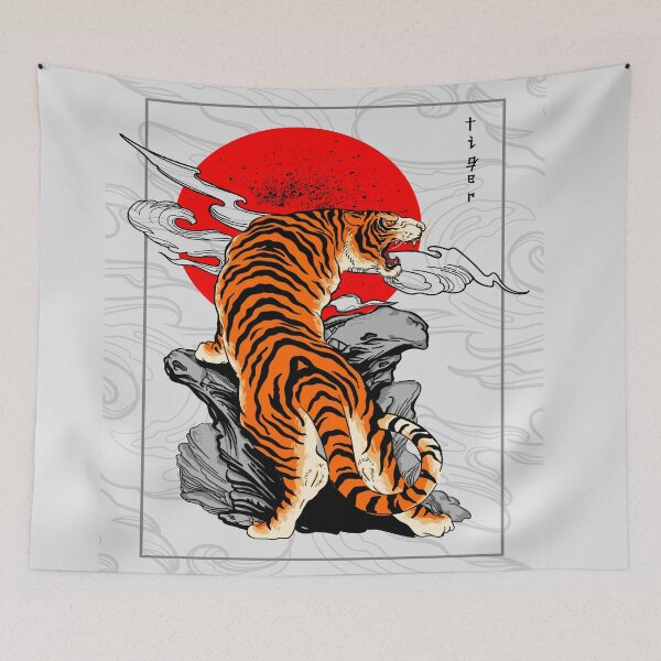 Item preview, Tiger Japan Style Tattoo Background designed and sold by Peekonet.