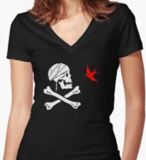 The Flag of Captain Jack Sparrow Women's Fitted V-Neck T-Shirt