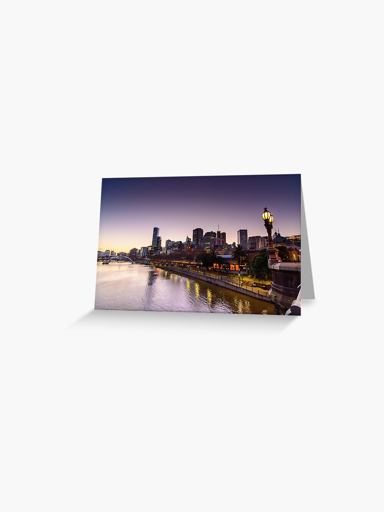 Thumbnail 1 of 2, Greeting Card, Yarra Sunset designed and sold by wolfcat.