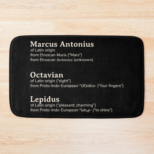 Artikelvorschau, Etymologie der Namen des zweiten Triumvirats von Octavian, Marcus Antonius und Lepidus entworfen und verkauft von YourNameStory.