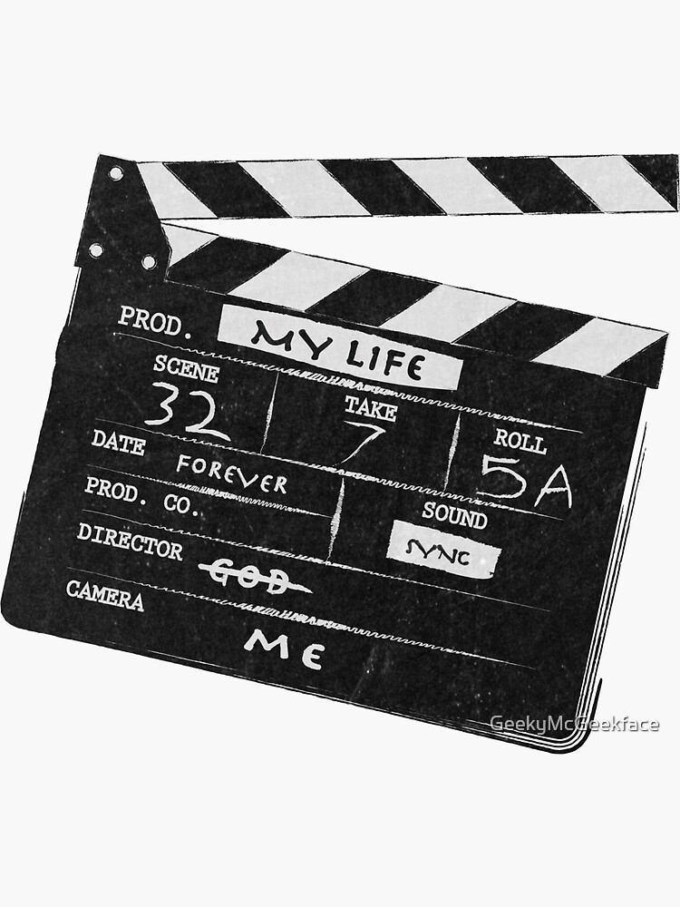 Thumbnail 3 of 3, Sticker, Clapperboard designed and sold by GeekyMcGeekface.