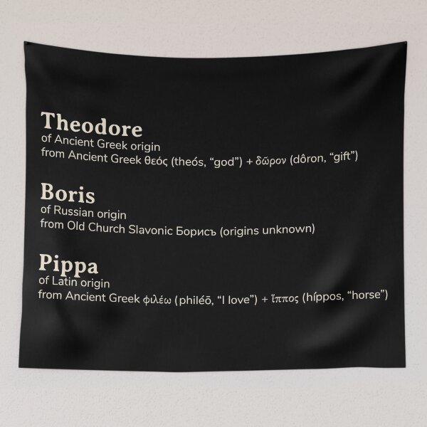 Item preview, The Goldfinch Theodore, Boris, Pippa names etymology designed and sold by YourNameStory.
