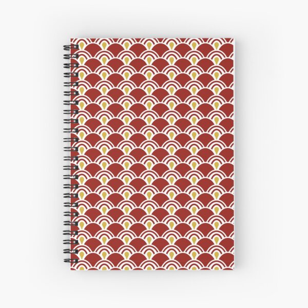 Vagues Japonaises Lignes et Disques - rouge Cahier à spirale