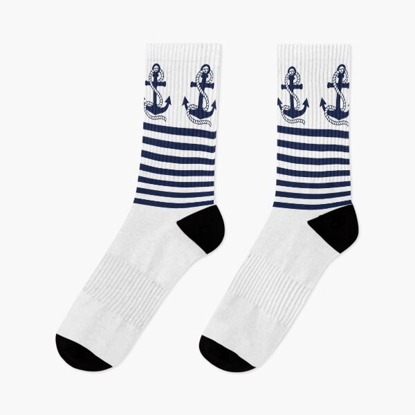 Artikelvorschau, Nautische blaue und weiße Streifen mit einem blauen Anker entworfen und verkauft von IoanaHraball.