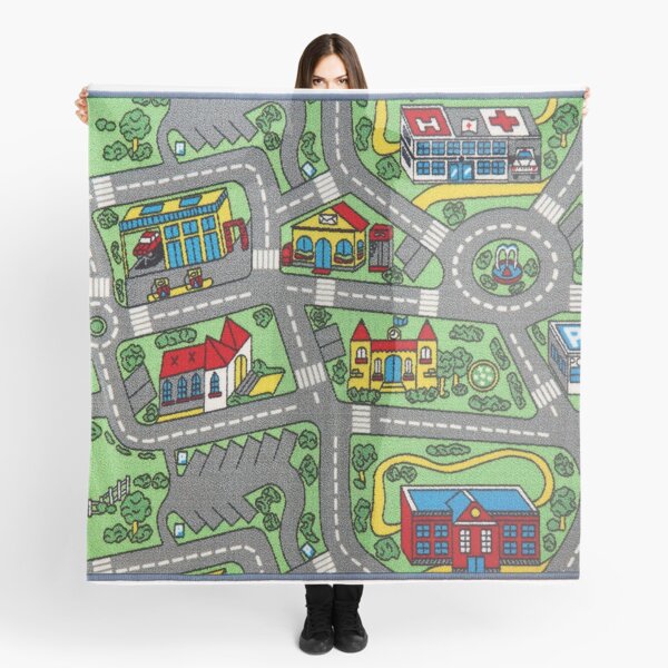 Car City Carpet Road Rug 90s Nostalgic Toy Scarf for Sale by pixlpizza