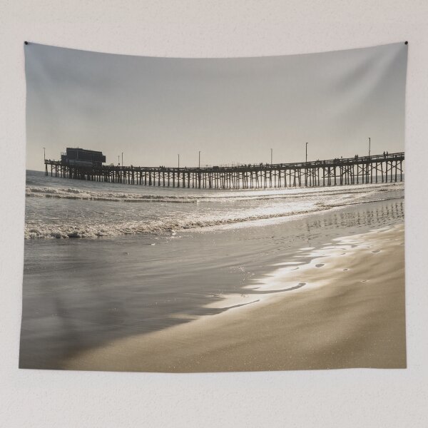 Item preview, Glossy Golden Beach Vibe - Sunshiny Newport Beach Pier Orange County California designed and sold by Georgia Mizuleva.