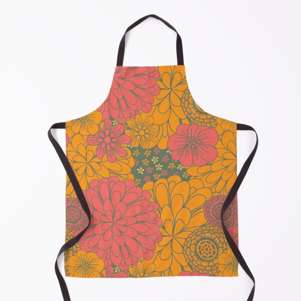 Item preview, Orange and red floral pattern on a dark background designed and sold by Julie Owen.