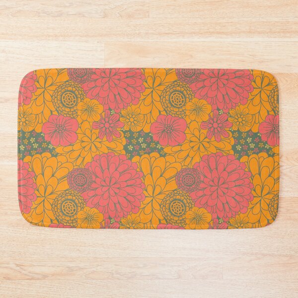 Item preview, Orange and red floral pattern on a dark background designed and sold by Julie  Owen.