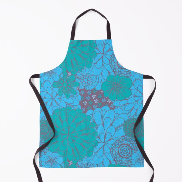Item preview, Blue, turquoise and green floral pattern on a dark background designed and sold by Julie  Owen.